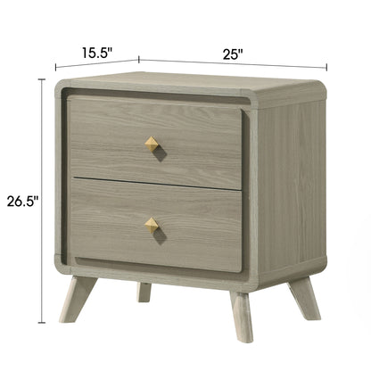 25" Contemporary Gray Night Stand with English Dovetail Drawers and Center Glides