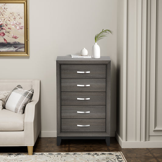 31"W Gray Contemporary Chest with Two-Tone Design and Wooden Legs