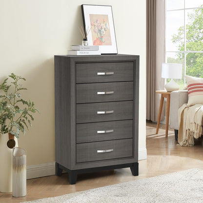 31"W Gray Contemporary Chest with Two-Tone Design and Wooden Legs