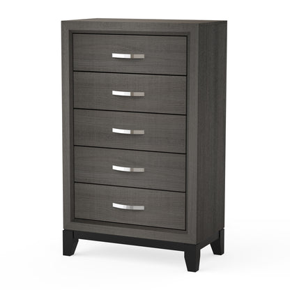 31"W Gray Contemporary Chest with Two-Tone Design and Wooden Legs