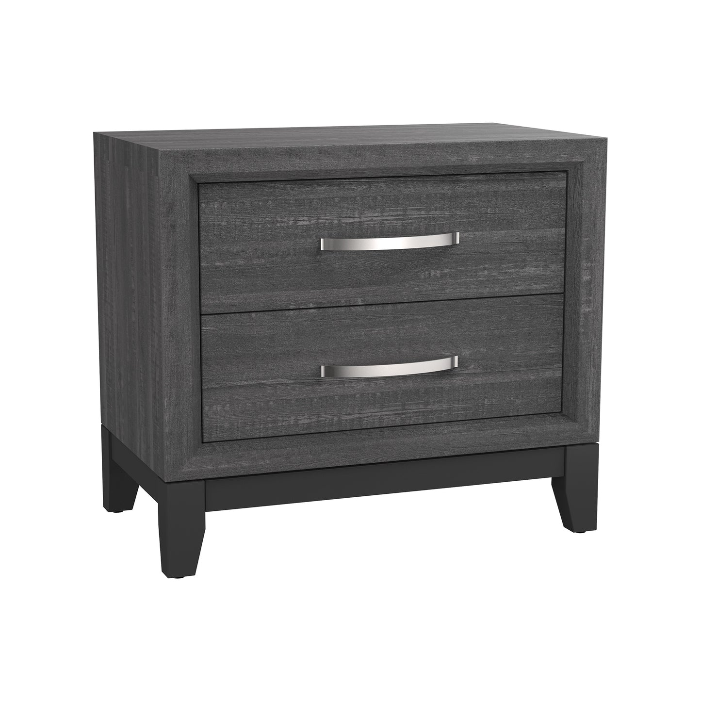 23.5"W Gray Contemporary Nightstand with Wooden Legs and Two-Tone Design