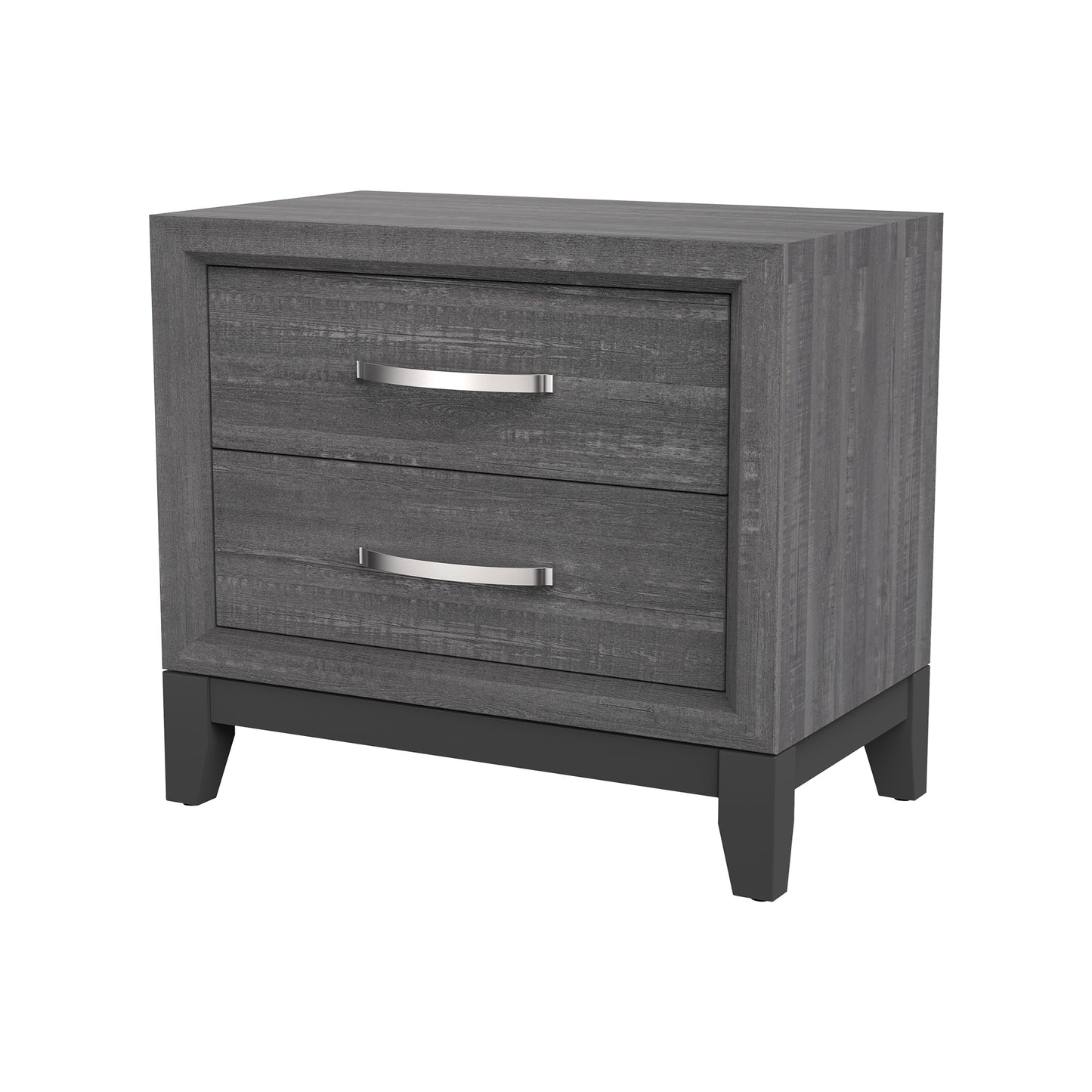 23.5"W Gray Contemporary Nightstand with Wooden Legs and Two-Tone Design