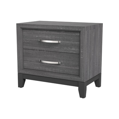 23.5"W Gray Contemporary Nightstand with Wooden Legs and Two-Tone Design