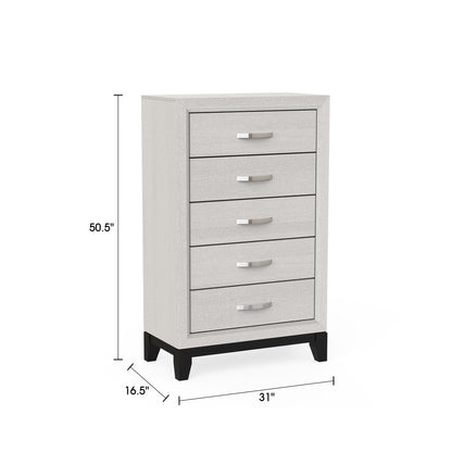 31"W White Modern Chest with Two-Tone Design and Wooden Legs
