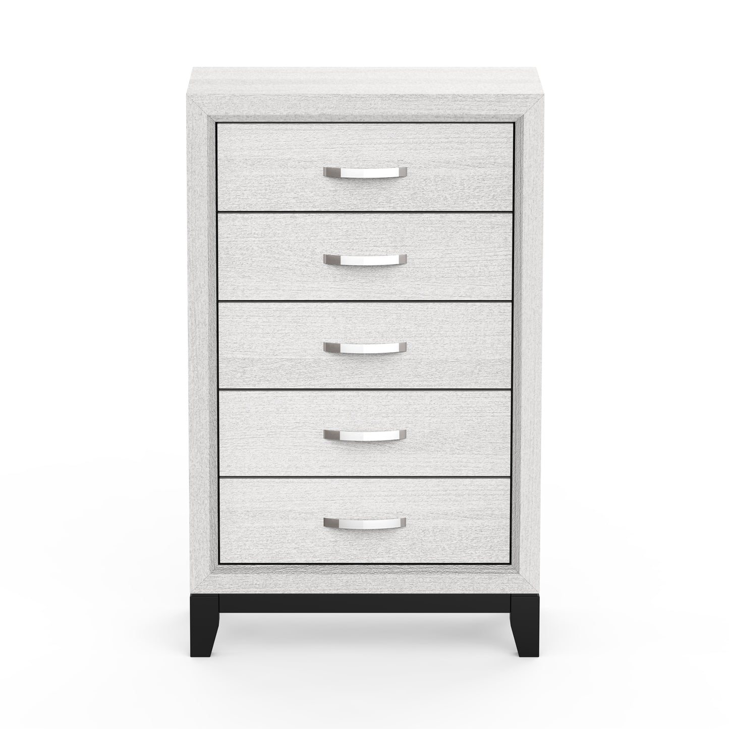 31"W White Modern Chest with Two-Tone Design and Wooden Legs