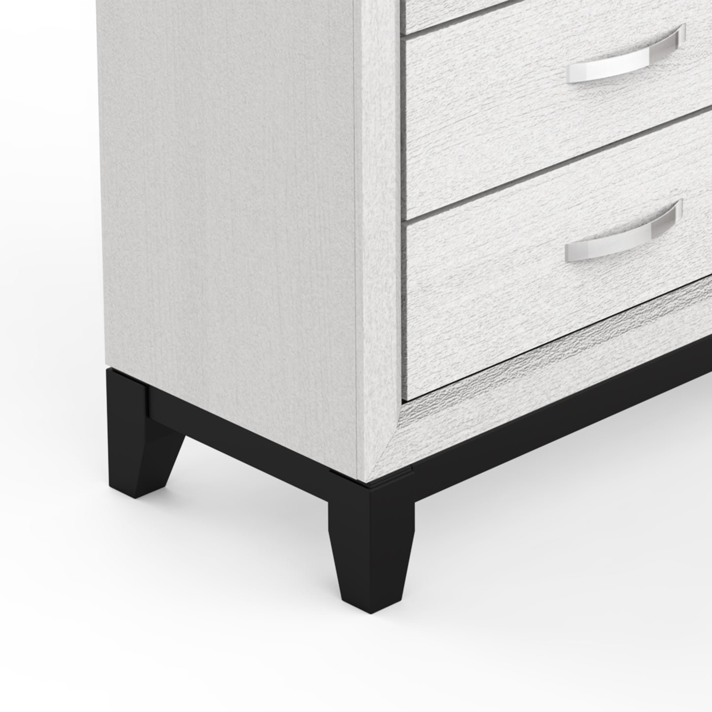 31"W White Modern Chest with Two-Tone Design and Wooden Legs