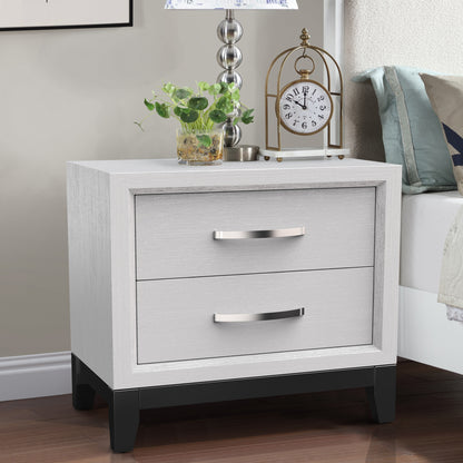 23.5"W White Modern Two-Tone Nightstand with Wooden Legs