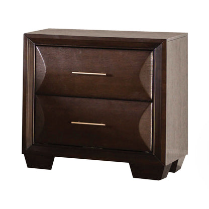26" Transitional Espresso Night Stand with Gold Pulls and Felt-Lined Drawer