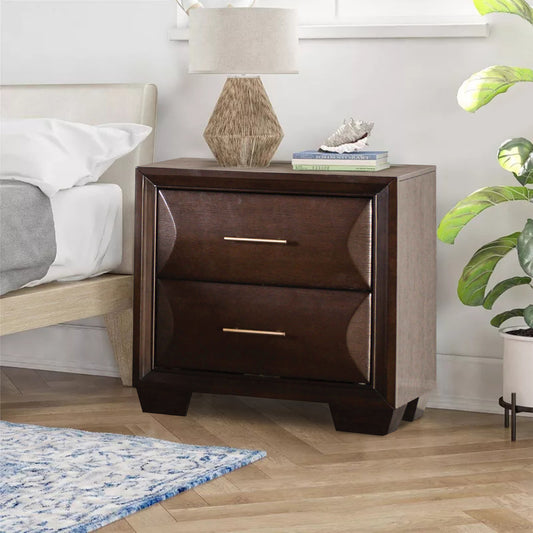 26" Transitional Espresso Night Stand with Gold Pulls and Felt-Lined Drawer