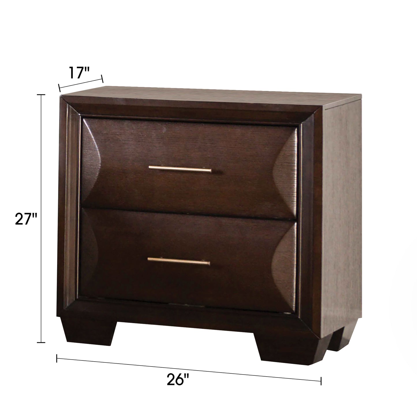 26" Transitional Espresso Night Stand with Gold Pulls and Felt-Lined Drawer