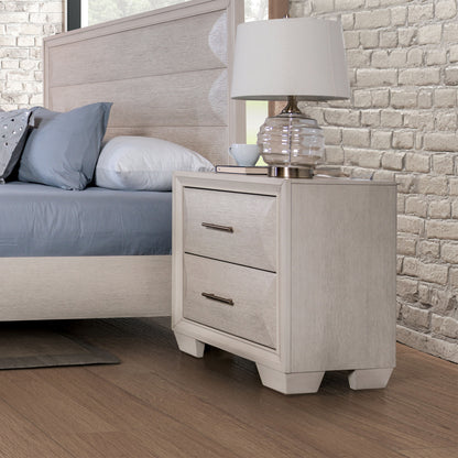 27" Traditional White Oak Nightstand with Gold Pulls and Felt-Lined Drawer