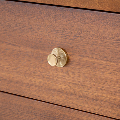 26" Mid-Century Walnut Nightstand with USB Port, LED Light, and Gold Accents