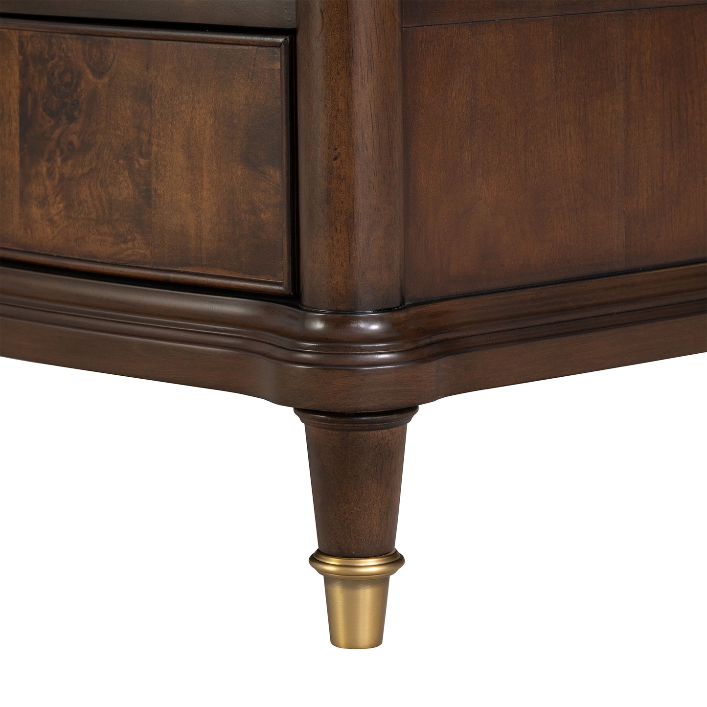 30.5" Traditional Dark Cherry Nightstand with USB, Power Outlet and Gold Accents