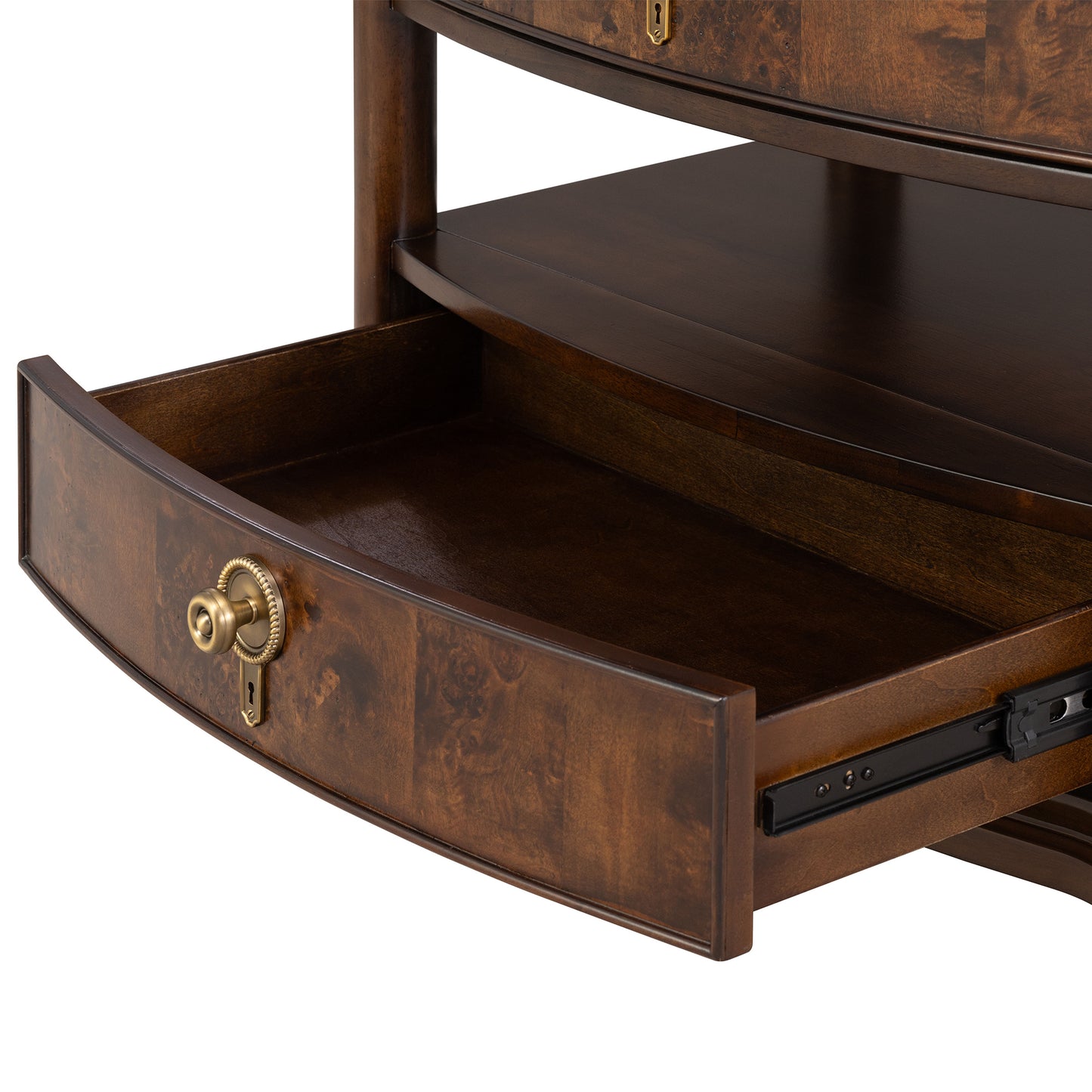 30.5" Traditional Dark Cherry Nightstand with USB, Power Outlet and Gold Accents
