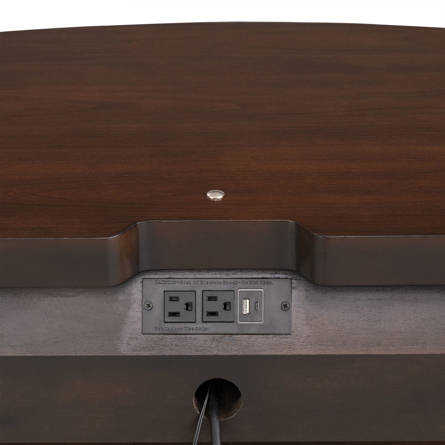 30.5" Traditional Dark Cherry Nightstand with USB, Power Outlet and Gold Accents