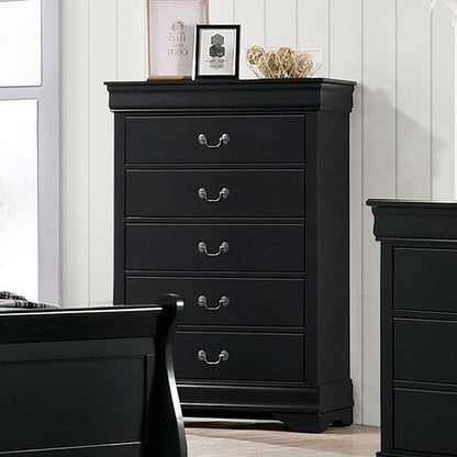 31.5"W Black Transitional Chest with Dovetail Drawers and Bracket Feet