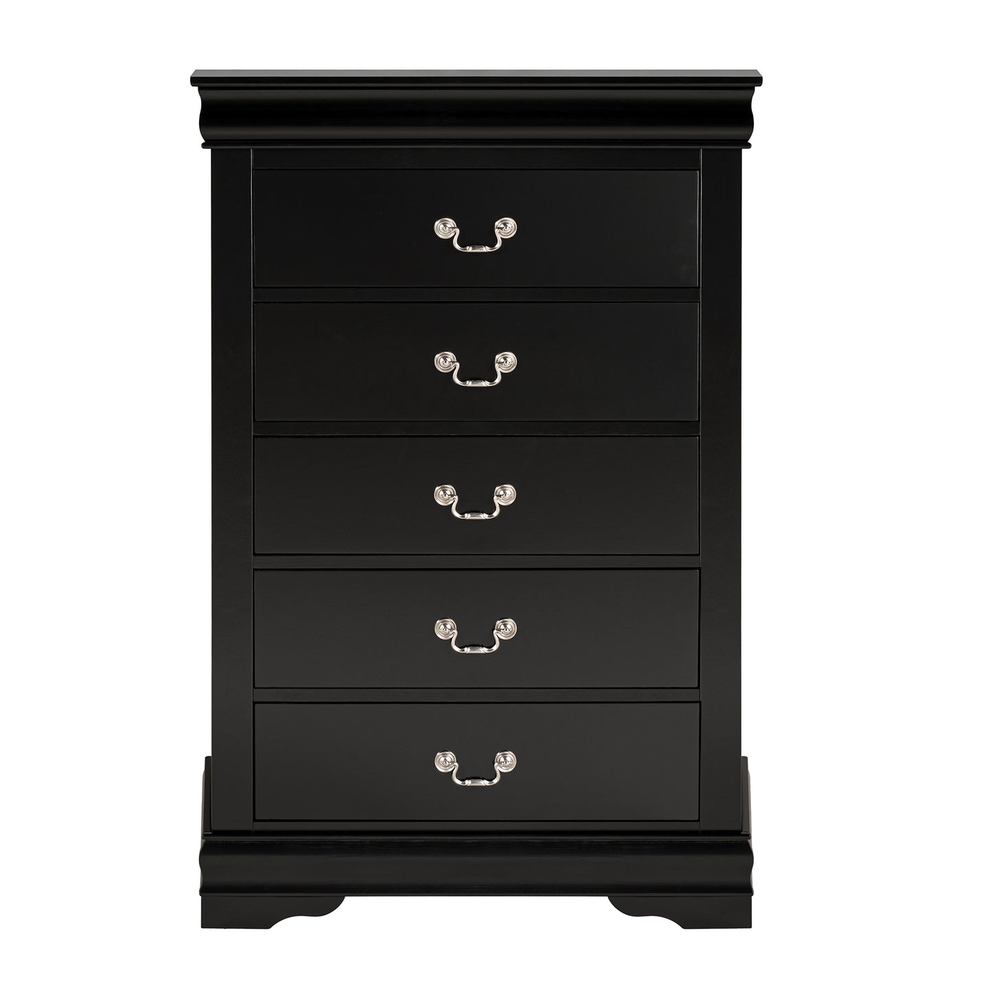 31.5"W Black Transitional Chest with Dovetail Drawers and Bracket Feet