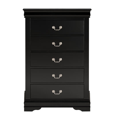 31.5"W Black Transitional Chest with Dovetail Drawers and Bracket Feet