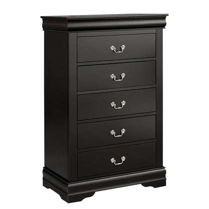 31.5"W Black Transitional Chest with Dovetail Drawers and Bracket Feet