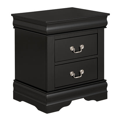 21.5"W X 15.5"D X 23.5"H Black Modern Nightstand with Hanging Drawer Pulls