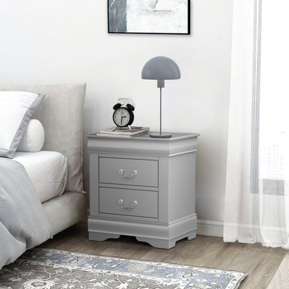 21.5"W Gray Traditional Nightstand with Dovetail Drawer and Bracket Feet