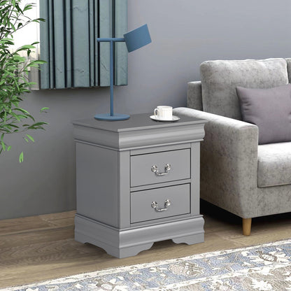 21.5"W Gray Traditional Nightstand with Dovetail Drawer and Bracket Feet