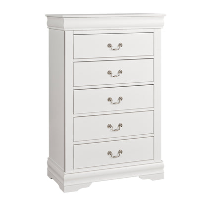 31.5"W White Transitional Chest with Dovetail Drawers and Bracket Feet