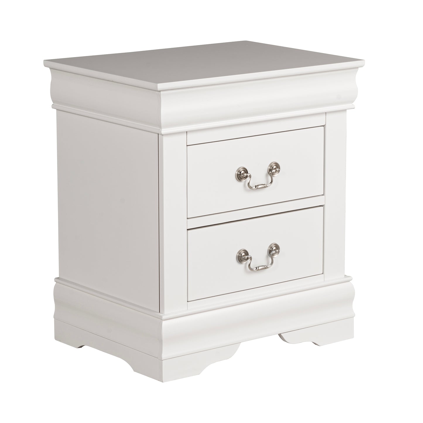 21.5"W White Traditional Nightstand with Hanging Drawer Pulls