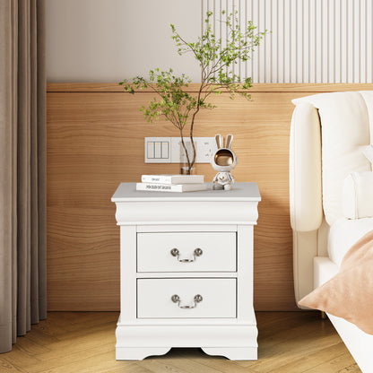 21.5"W White Traditional Nightstand with Hanging Drawer Pulls