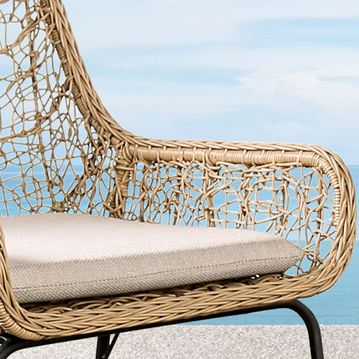 4-Piece Contemporary Natural Outdoor Conversation Set with Glass Table