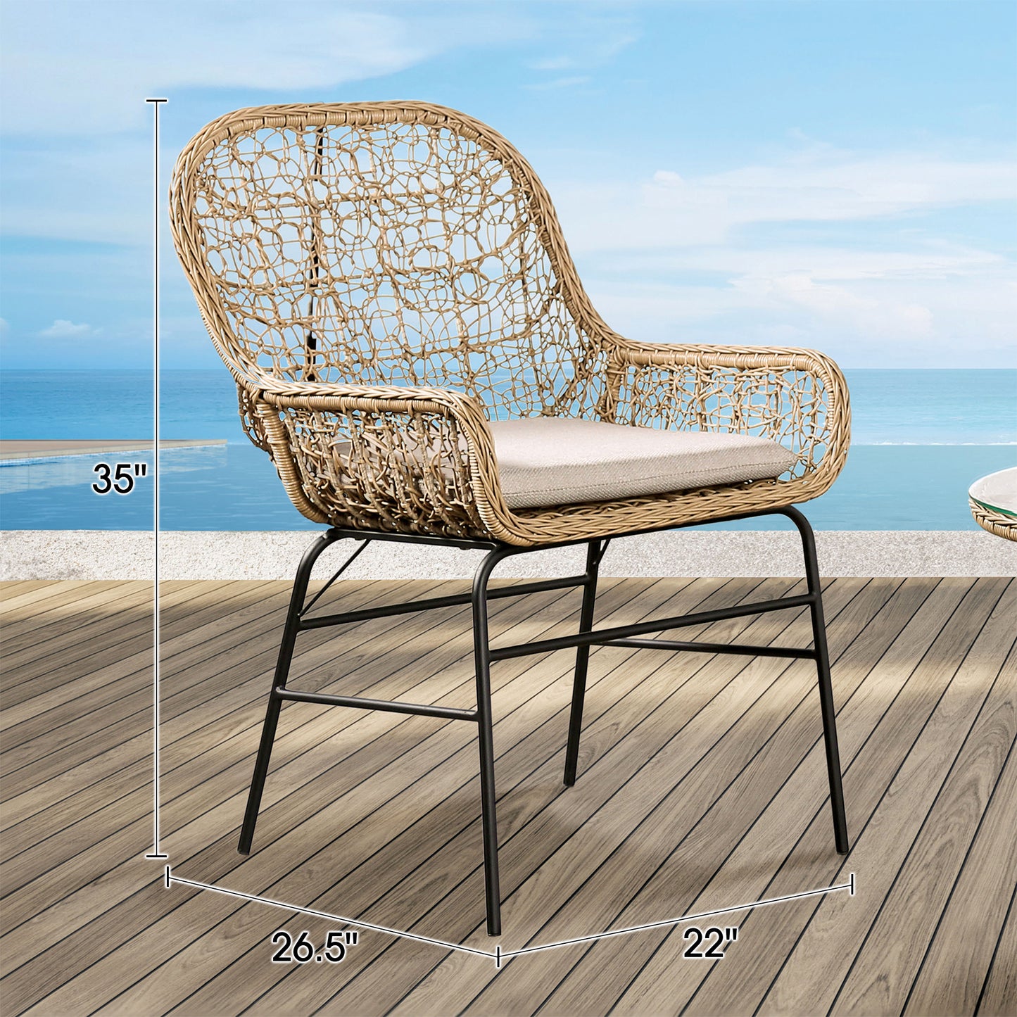 4-Piece Contemporary Natural Outdoor Conversation Set with Glass Table