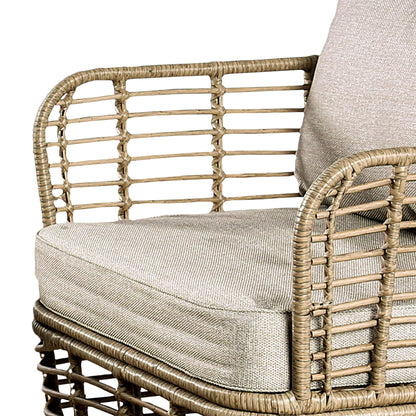 3-Piece Outdoor Conversation Set with Beige Cushions and 30" Coffee Table