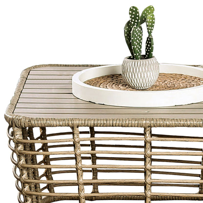 3-Piece Outdoor Conversation Set with Beige Cushions and 30" Coffee Table