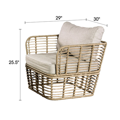 3-Piece Outdoor Conversation Set with Beige Cushions and 30" Coffee Table
