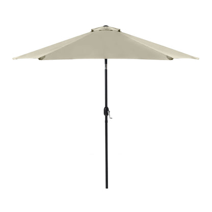 106" Round Tilting Umbrella in Canvas Stone with Black Steel Frame, UV50+ Protection