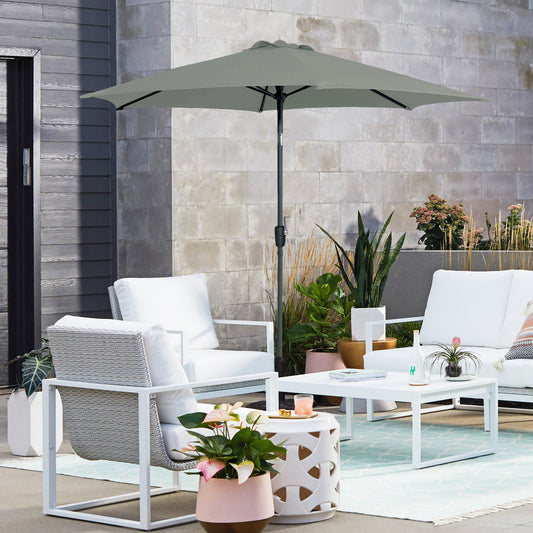 106" Modern Graphite Round Tilting Patio Umbrella with UV 50+ Protection