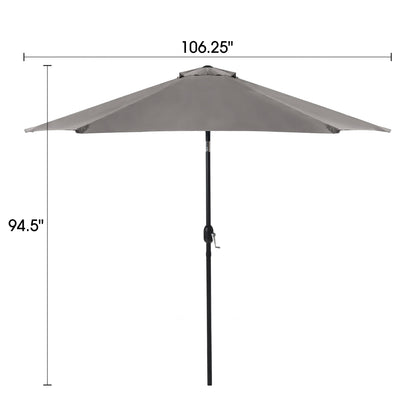 106" Modern Graphite Round Tilting Patio Umbrella with UV 50+ Protection