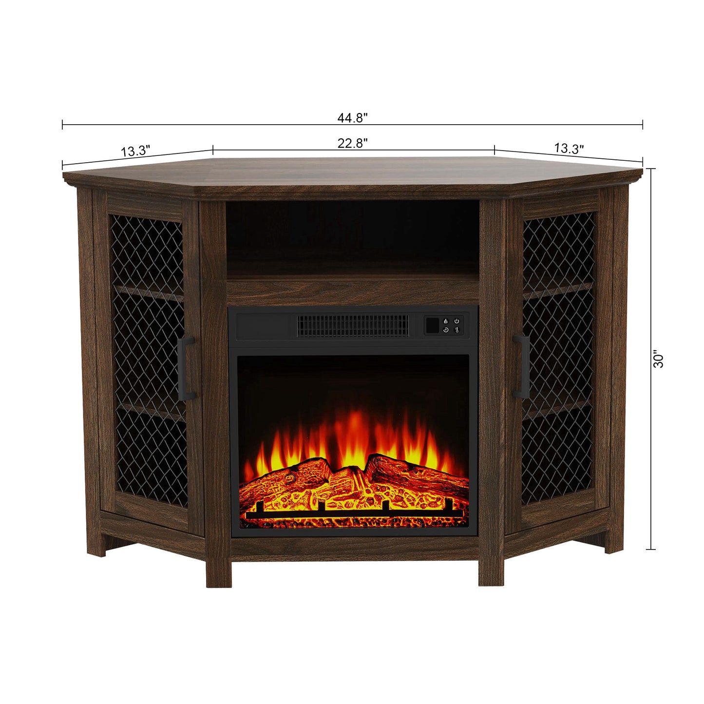 IHOMEADORE 47" Brown TV Stand with 18" Insert Electric Fireplace for TVs up to 55", Farmhouse