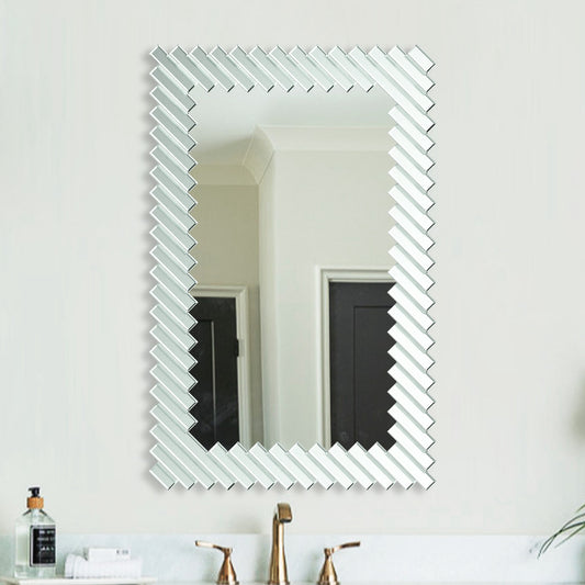 IHOMEADORE 26.8 in. W x 39.3 in. H Silver Rectangle Framed Bathroom Vanity Mirror, Modern