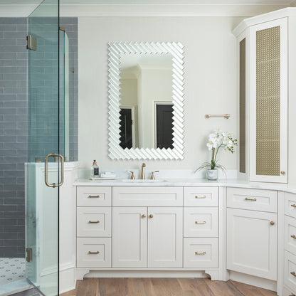 IHOMEADORE 26.8 in. W x 39.3 in. H Silver Rectangle Framed Bathroom Vanity Mirror, Modern