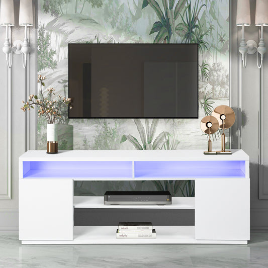 IHOMEADORE 68'' W White 4-Shelves Storage TV Stand for TVs up to 75", Modern