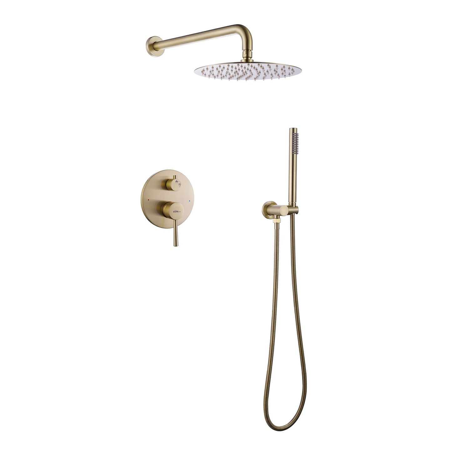 IHOMEADORE Brushed Gold 1-Spray Patterns Wall Mount Dual Shower Heads, Modern