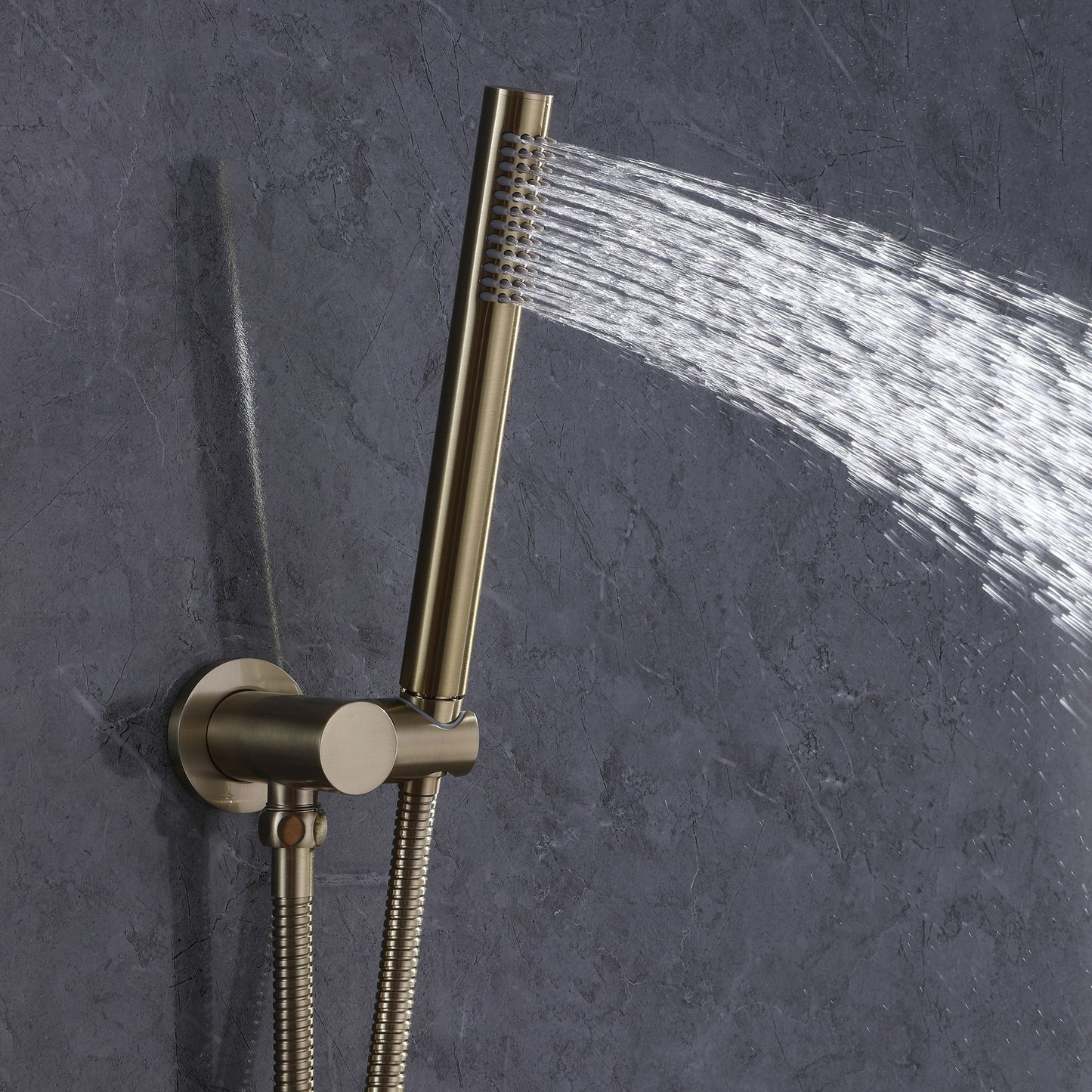 IHOMEADORE Brushed Gold 1-Spray Patterns Wall Mount Dual Shower Heads, Modern