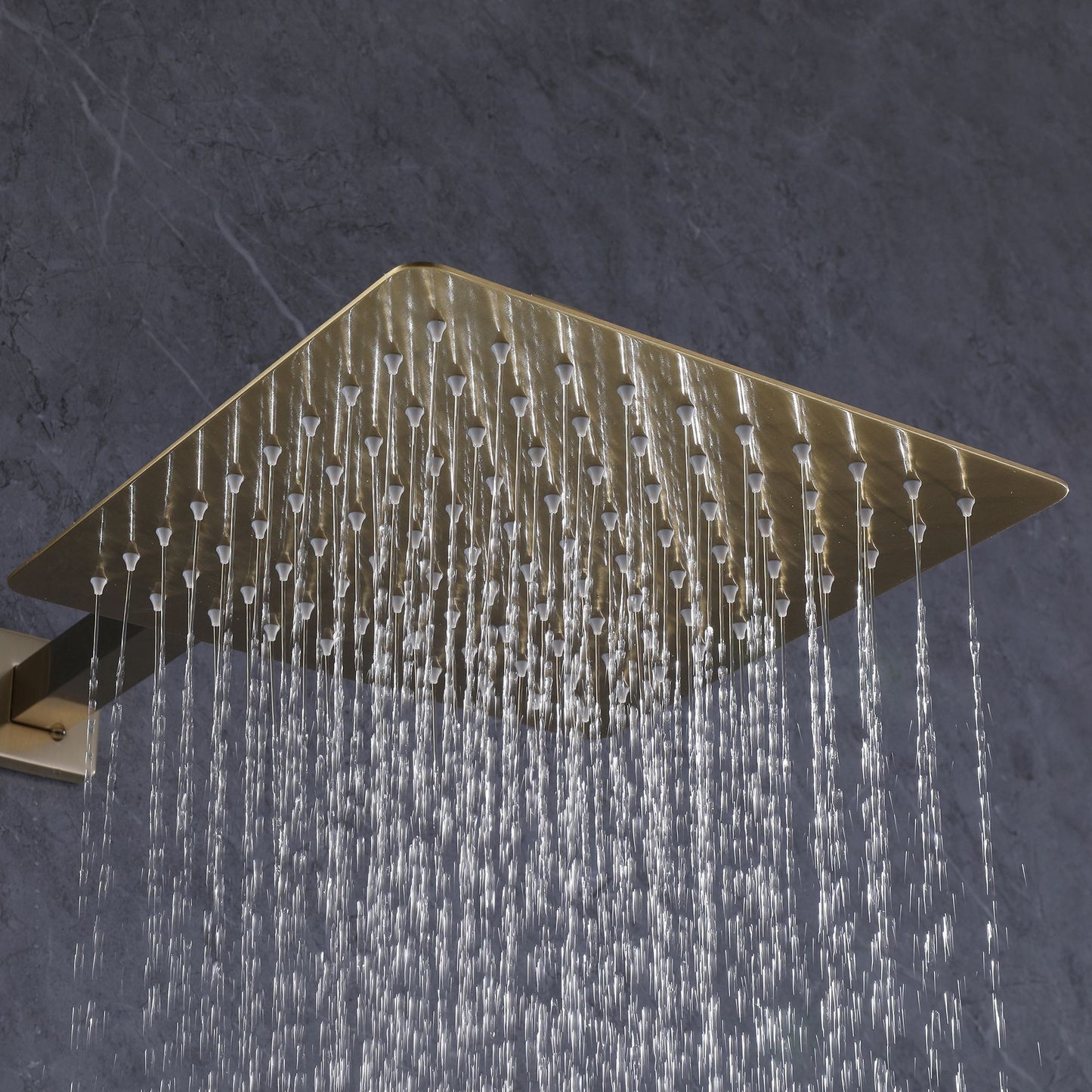 IHOMEADORE Brushed Golden1-Spray Square Wall Bar Shower Kit with Hand Shower, Modern