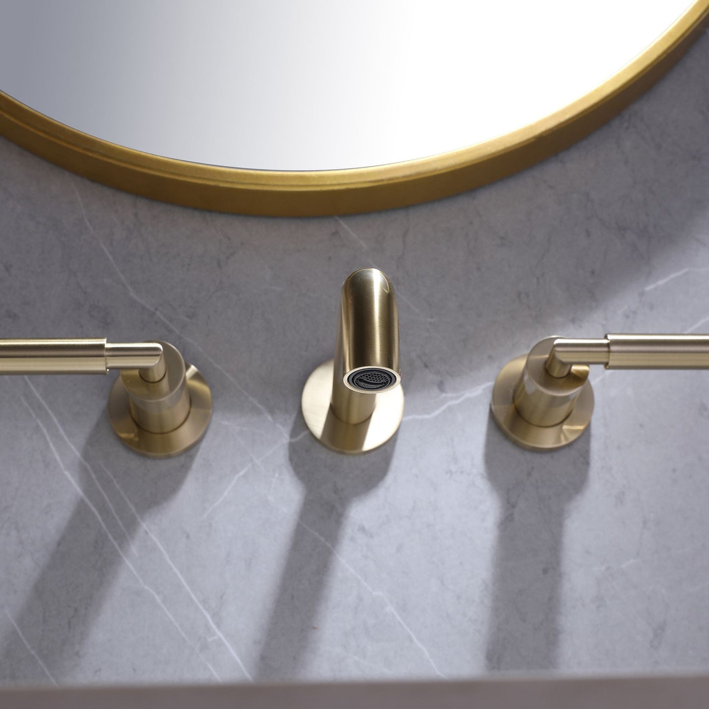 IHOMEADORE Brushed Gold Double Handle Wall Mounted Bathroom Faucet, Modern