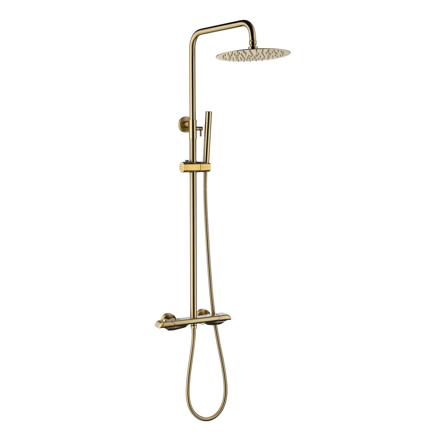 IHOMEADORE Brushed Gold 1-Spray Patterns Wall Mount Dual Shower Heads Set, Modern