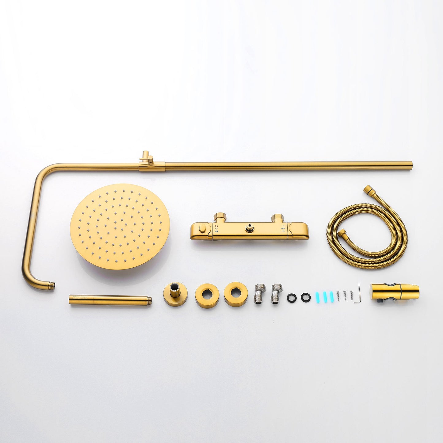 IHOMEADORE Brushed Gold 1-Spray Patterns Wall Mount Dual Shower Heads Set, Modern