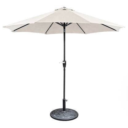 9' Beige Outdoor Umbrella with Auto Tilt and 21" Round Base Included