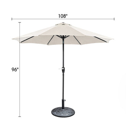 9' Beige Outdoor Umbrella with Auto Tilt and 21" Round Base Included