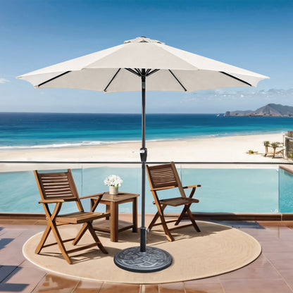 9' Beige Outdoor Umbrella with Auto Tilt and 21" Round Base Included